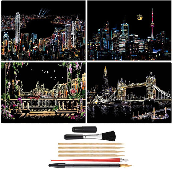 Scratch Off Rainbow Painting  World Famous Tourist Attractions 16 11.2 Inches