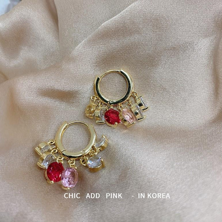 Shiny Colorful Zircon Drop Hoops