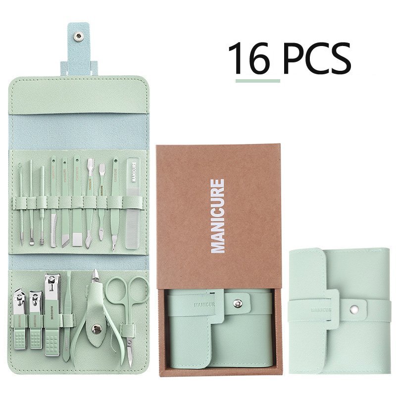 12 16Pcs Set Stainless Steel Nail Clippers Set With Folding Bag