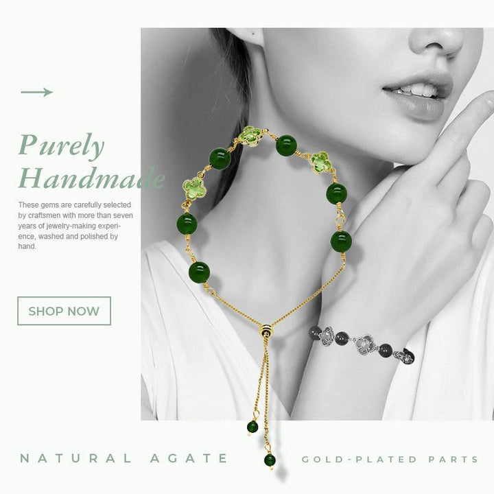 2022 FOUR LEAF CLOVER CHALCEDONY GOOD LUCK BRACELET