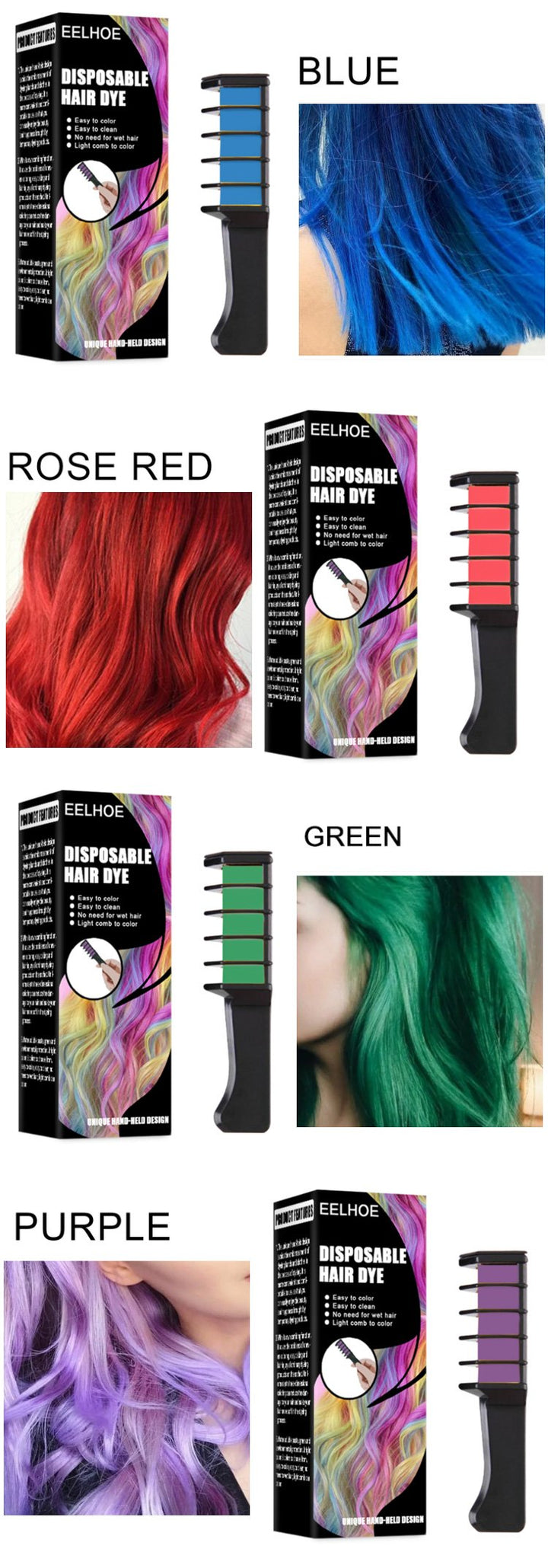 Disposable color hair dye comb