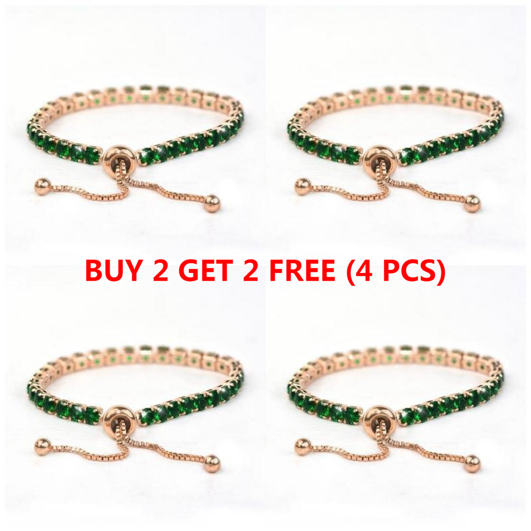 Adjustable Rose Gold Emerald Green Bracelet