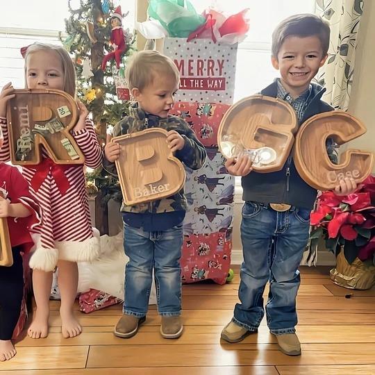 Personalized Wooden Letter Piggy Bank