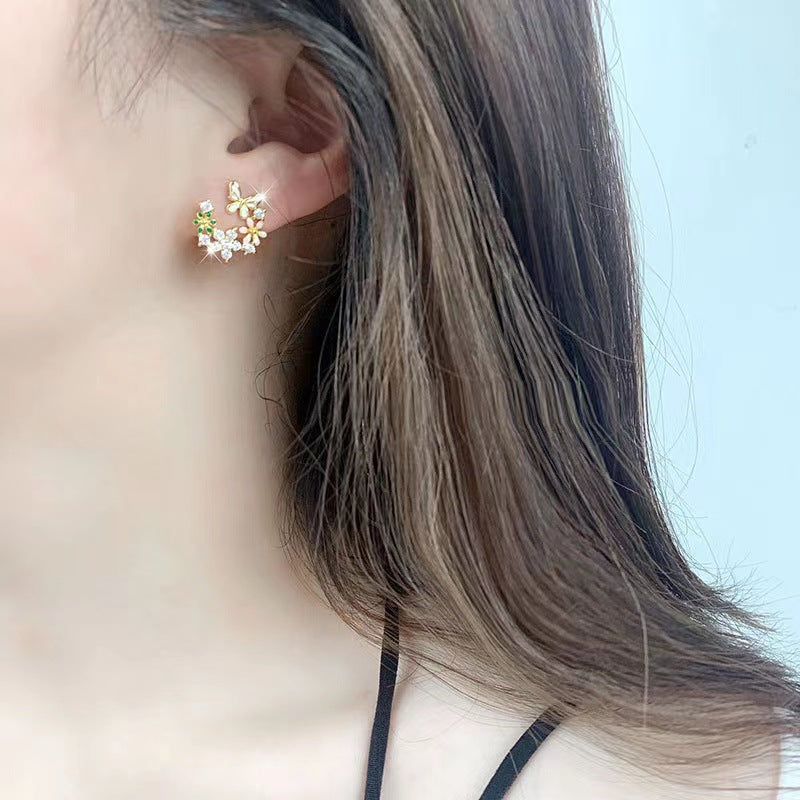 Vintage Floral Butterfly Earrings