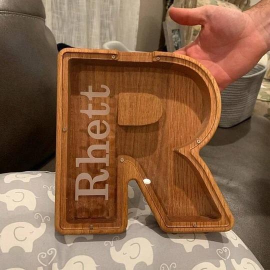 Personalized Wooden Letter Piggy Bank