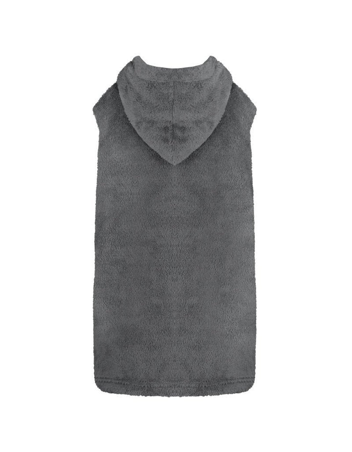 Hooded plush vest jacket