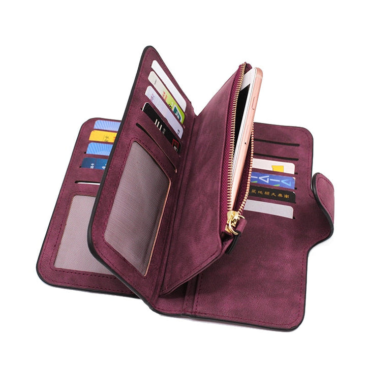 Leather Zipper Long Wallet Card Holder Viconchic